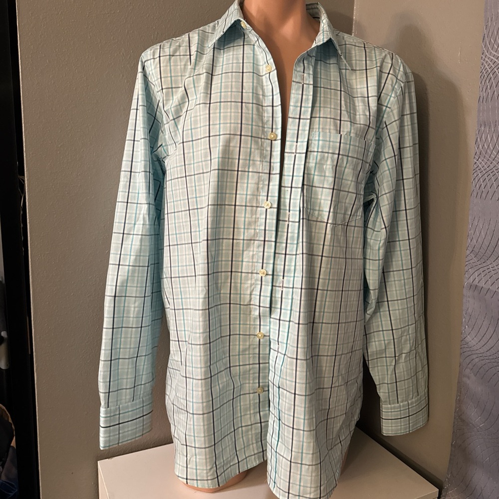 Banana Republic Aqua Plaid Button-Down Shirt